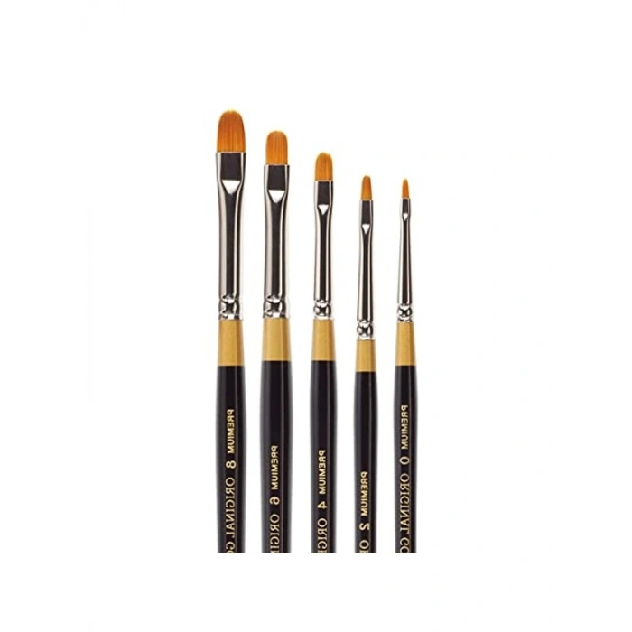 5li Set Premium Golden Taklon Boya Fırçaları, Kısa Filbert