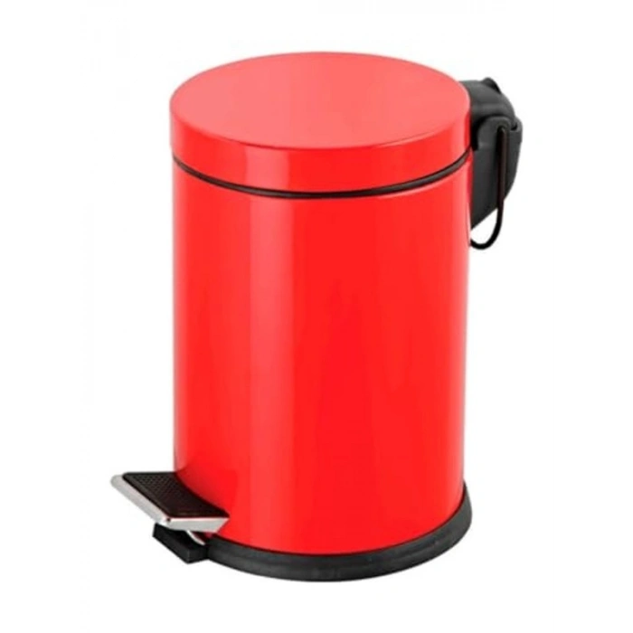 5 Litre Hacimli Paslanmaz Pedallı Çöp Kovası, Kırmızı