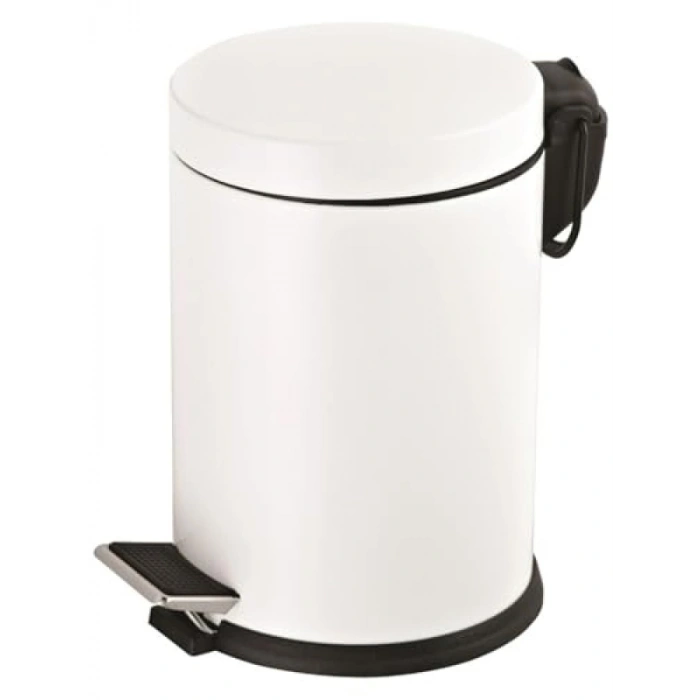 5 Litre Kapasiteli Paslanmaz Pedallı Çöp Kovası - Beyaz