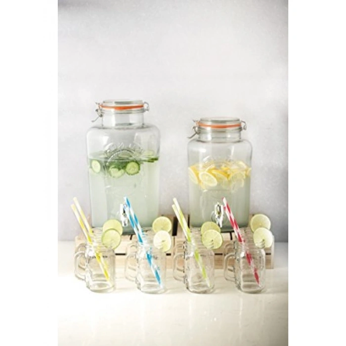 5 Litre Kapasiteli Şeffaf Cam İçecek Dağıtıcı