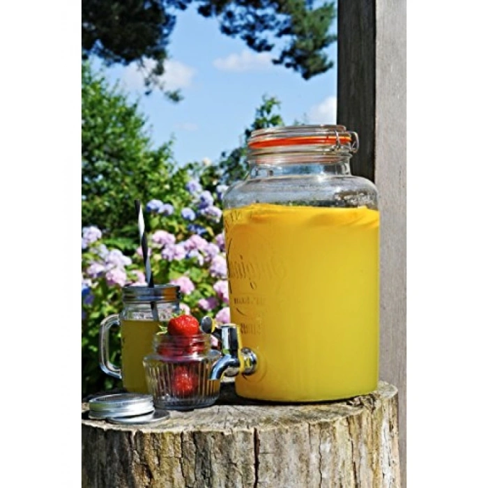 5 Litre Kapasiteli Şeffaf Cam İçecek Dağıtıcı