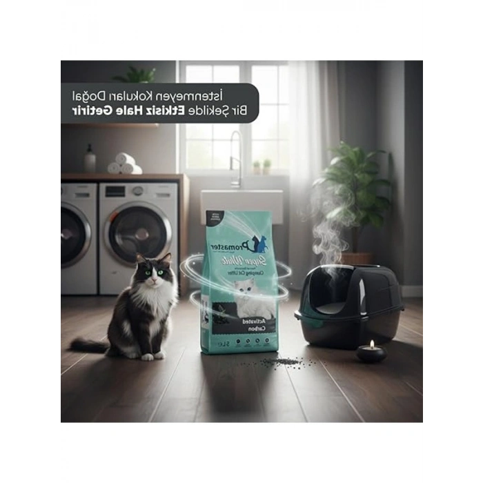 5 LT Süper Beyaz Doğal Bentonit Kedi Kumu - Aktif Karbon ile Kokulu