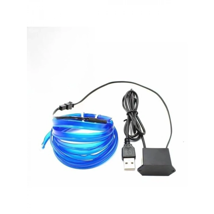 5 Metre Mavi USB Neon Aydınlatma - Araç ve Bahçe için Dekoratif Işık