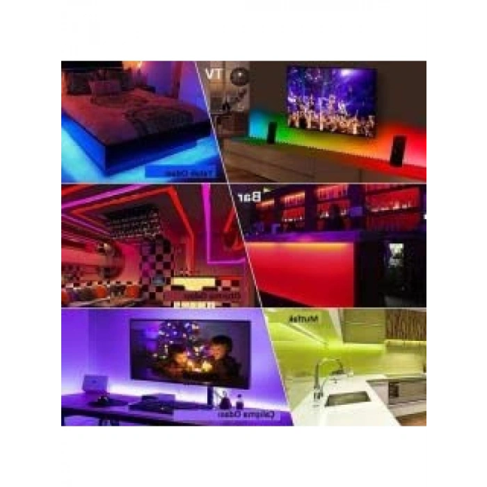 5 Metre Renkli RGB Şerit LED Seti, Kumanda ile