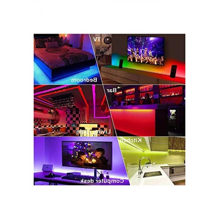 5 Metre RGB Şerit LED Seti, İç ve Dış Mekan için Silikonlu Tasarım