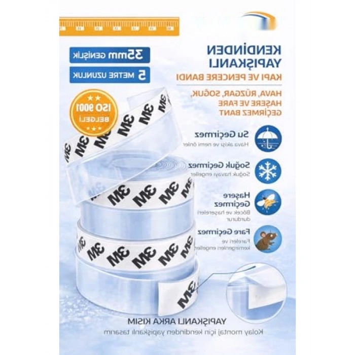 5 Metre Uzunluğunda Şeffaf Silikon Kapı ve Pencere İzolasyon Bandı