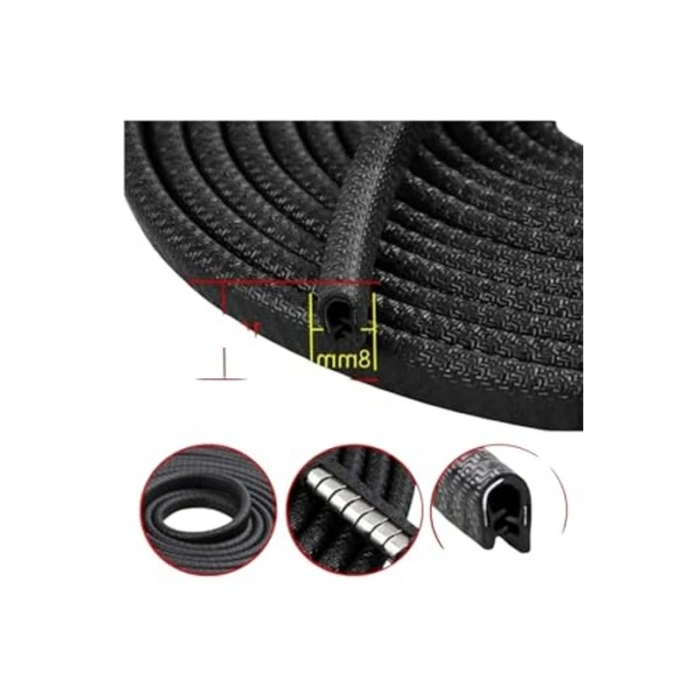 5 Metre Uzunluğunda Siyah Araç Kapı Koruyucu Fitil