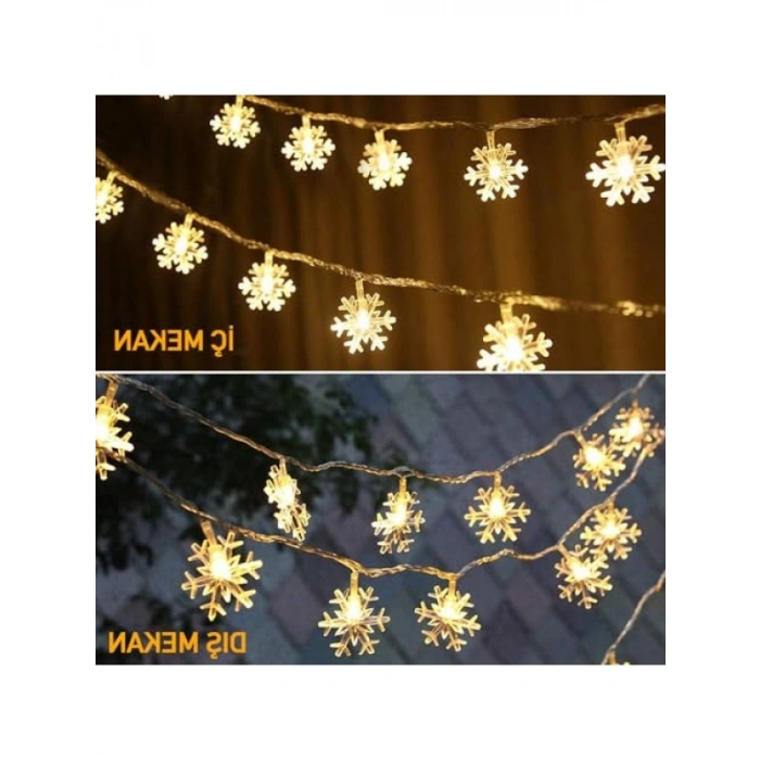 5 Metre Uzunlukta Kar Tanesi LED Işık Seti