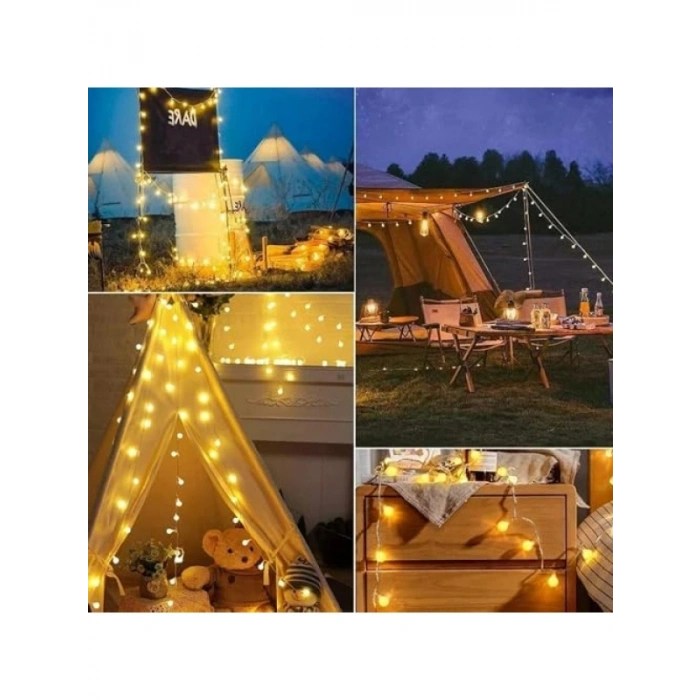 5 Metre Uzunlukta Sıcak Sarı LED Işık Zinciri, Modüler Sistem