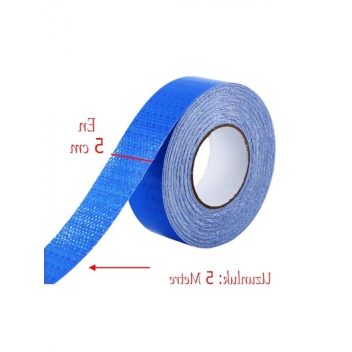 5 Metre Yapışkan Mavi Reflektif İkaz Bandı, Parlayan Şerit Bant, 5 cm Genişlik