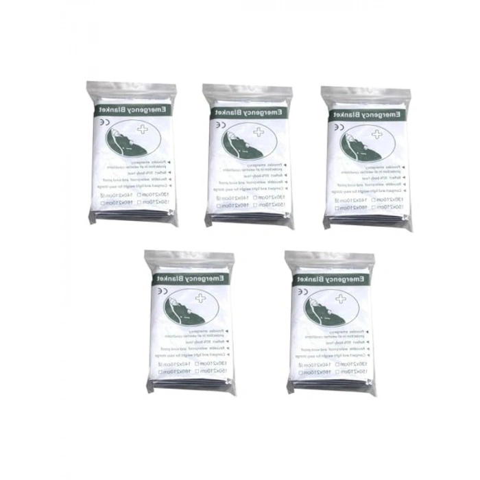 5 Paket Acil Durum Battaniyesi, 210 x 140 cm, Isı Yalıtımı Sağlar