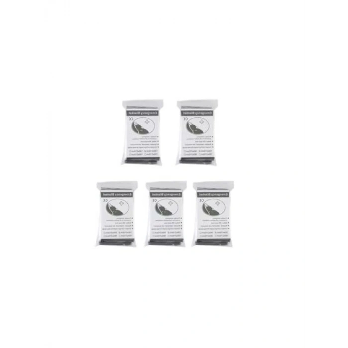 5 Paket Çift Taraflı Acil Durum Battaniyesi - 130 x 210 cm