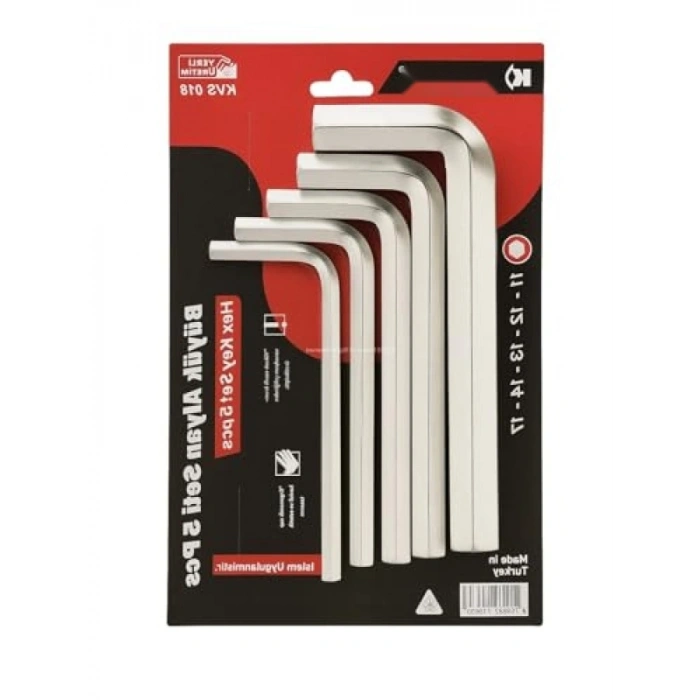 5 Parça Alyan Anahtar Seti, Krom-Vanadyum Çelik, Dayanıklı ve Ergonomik