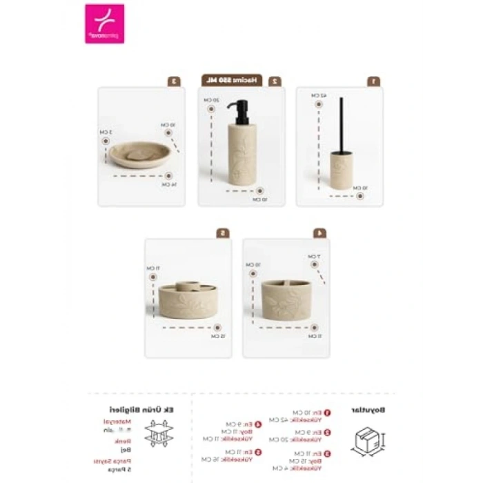 5 Parça Modern Banyo Seti - Poliresin Malzeme