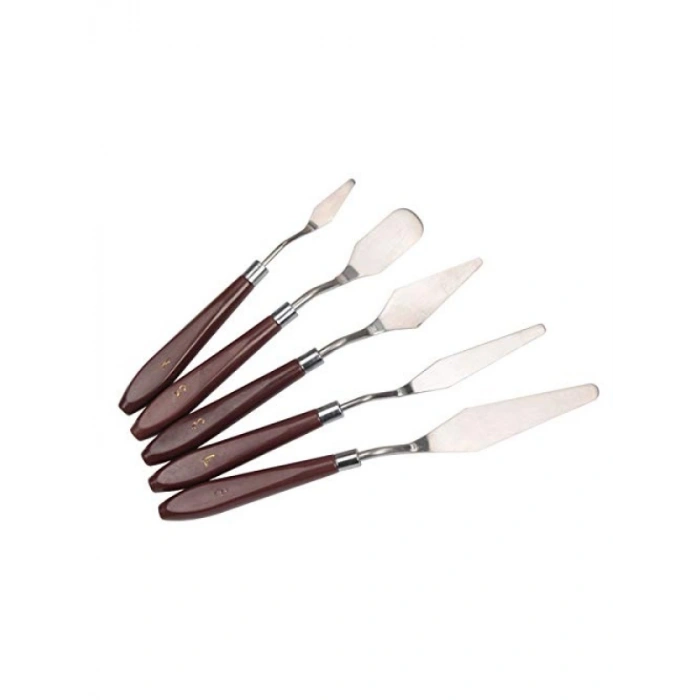 5 Parça Paslanmaz Çelik Palet Bıçağı Seti, Plastik Saplı Boyama Araçları