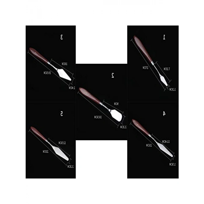 5 Parça Paslanmaz Çelik Palet Bıçağı Seti, Plastik Saplı Boyama Araçları