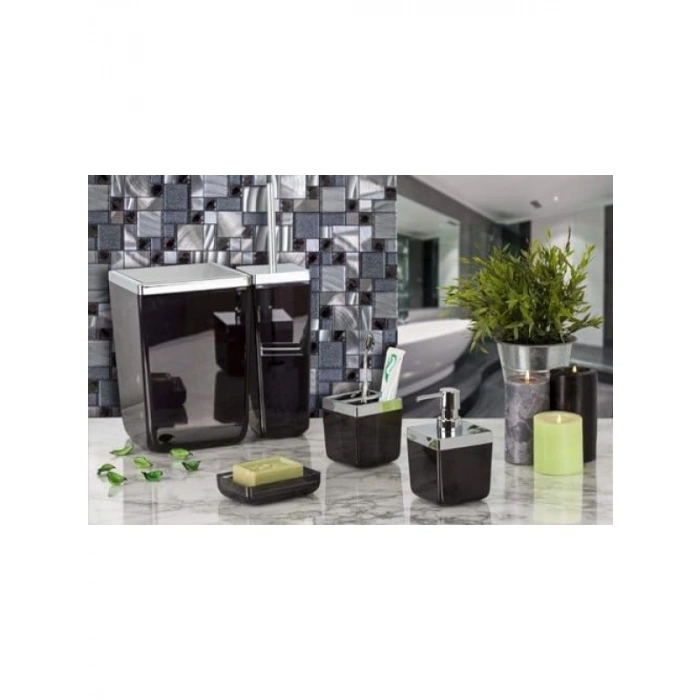5 Parça Şeffaf Siyah Banyo Seti, Modern Tasarım