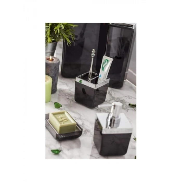 5 Parça Şeffaf Siyah Banyo Seti, Modern Tasarım