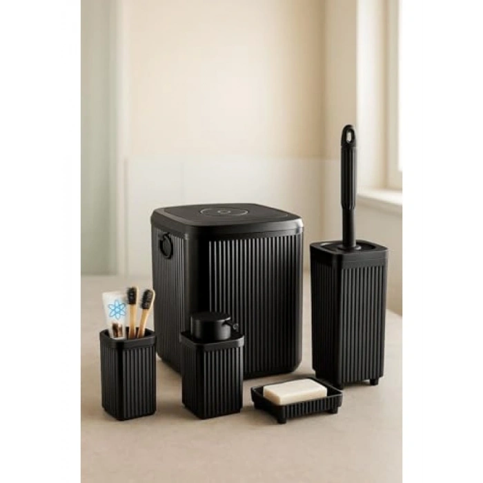 5 Parça Siyah Akrilik Banyo Seti