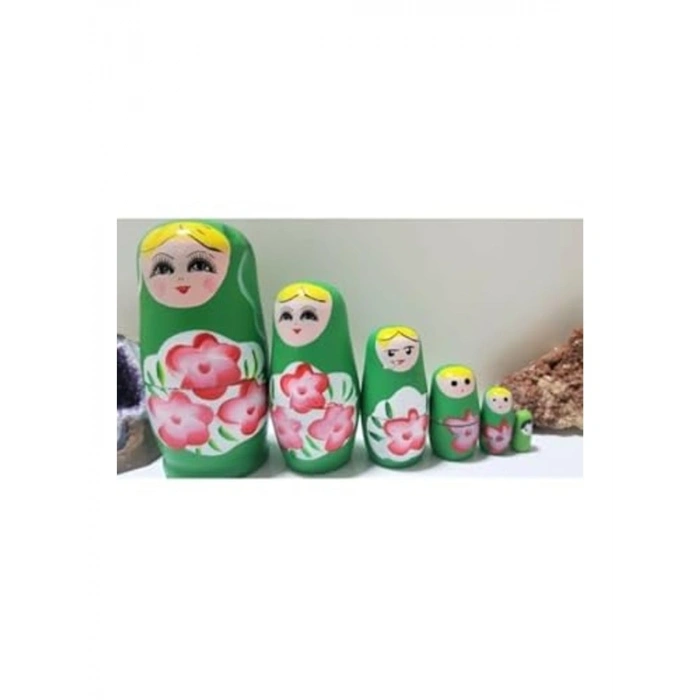 5 Parçalı Ahşap Matruşka Bebek Seti, Renkli ve Eğlenceli Tasarım