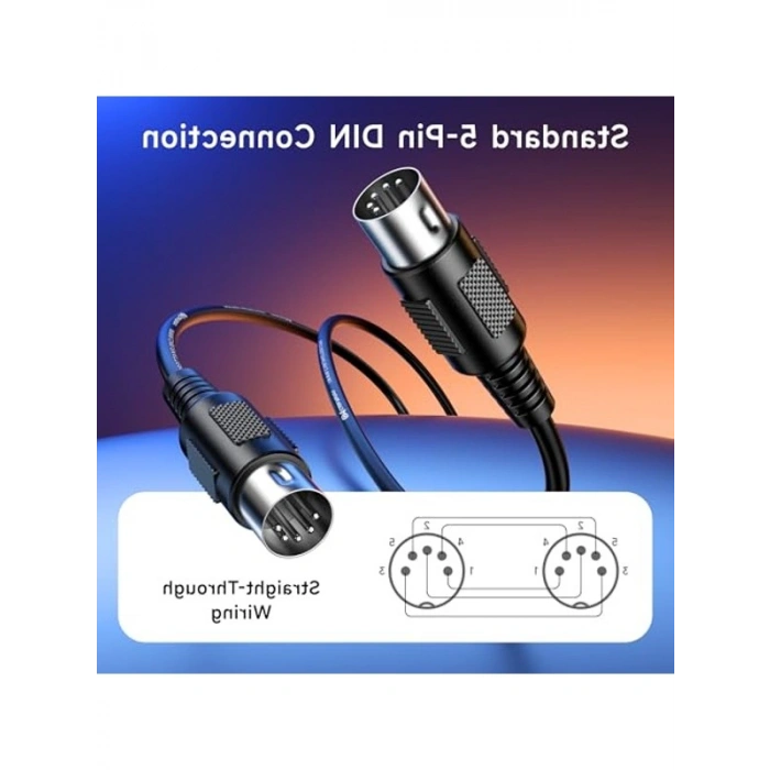 5 Pinli DIN Midi Kablo, 3 Metre Uzunlukta, 2 Paket Set