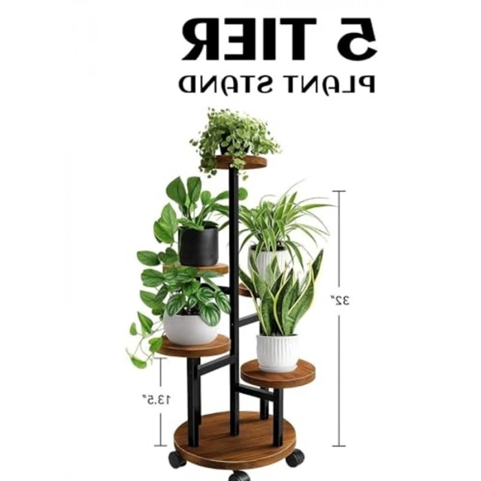 5 Raflı Metal Çiçeklik, Dekoratif Saksılık ile Şık Tasarım