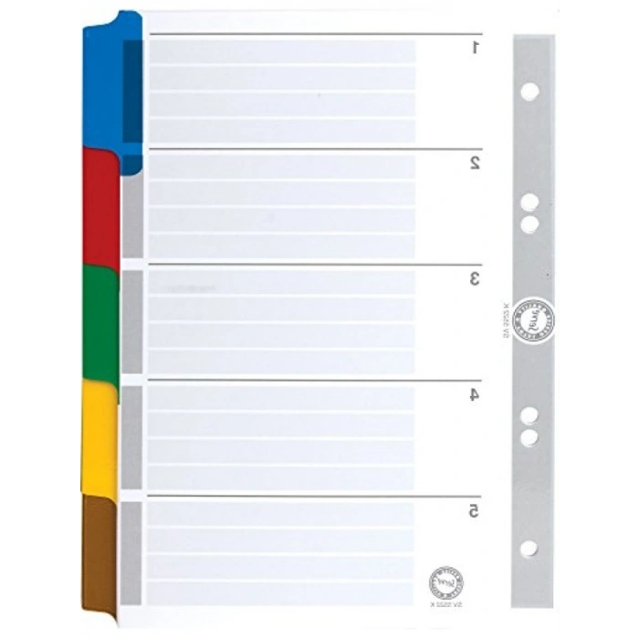 5 Renkli Karton Ayrac Seti, A5 Boyutunda