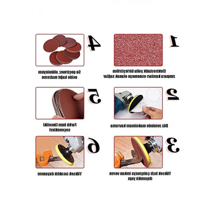 50 Adet 115 mm 40 Kum Cırt Zımpara Spiral