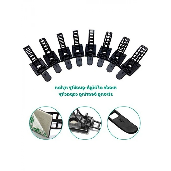 50 Adet Kablo Bağı, Ayarlanabilir ve Yapışkan Kablo Yönetimi için