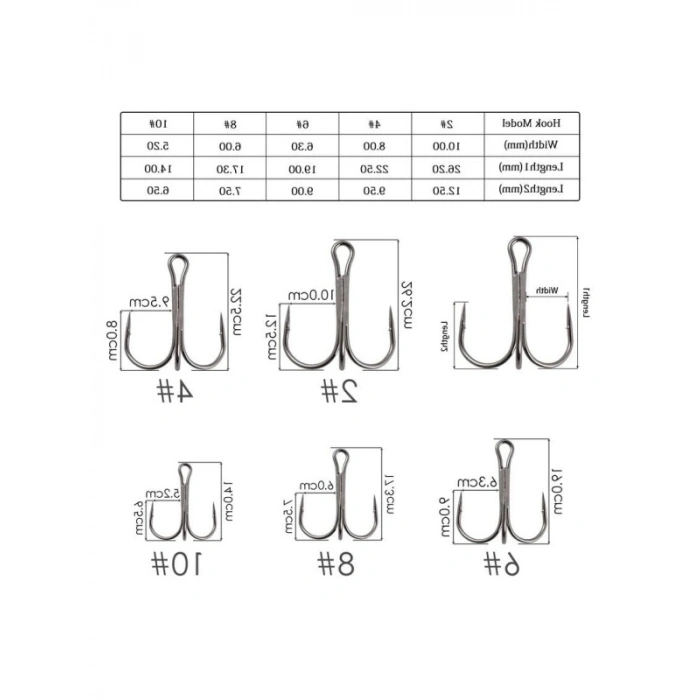 50 Adet Karbon Çelik Olta İğne Seti, Dayanıklı ve Güçlü