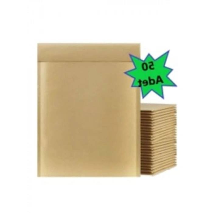 50 Adet Kraft Kaplı Balonlu Zarf - 17x25+5 cm