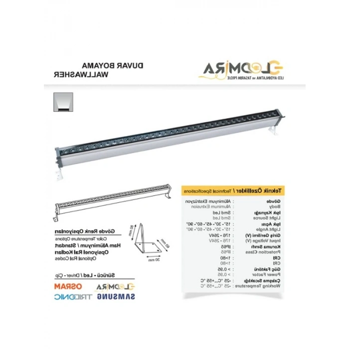 50 cm Boyutunda Amber Rengi Wallwasher LED Aydınlatma