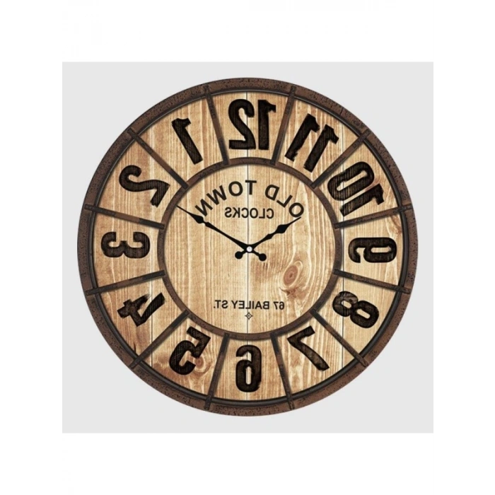 50 cm Çapında Sessiz Duvar Saati – Fındık Renk