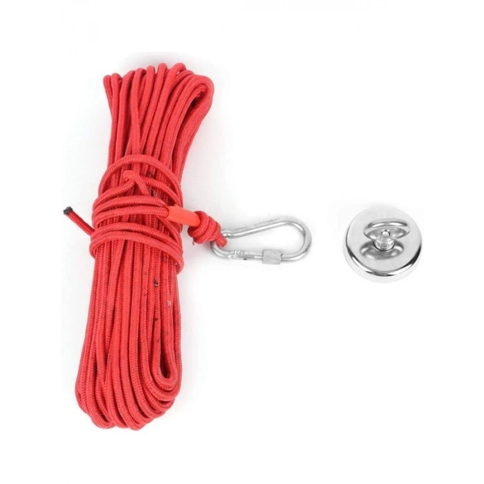 50 Kg Kapasiteli Neodyum Pot Mıknatıs Seti - 20 m Halat