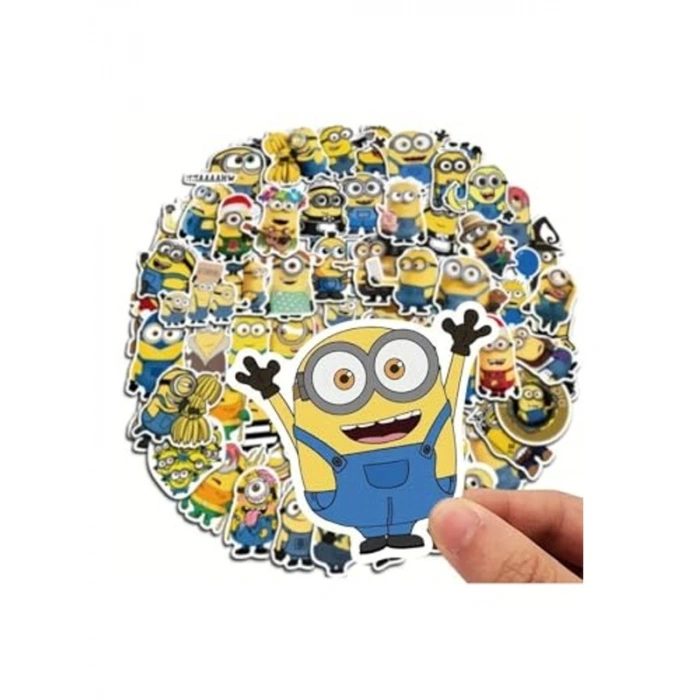 50li Minions Sticker Seti, Laptop ve Tablet İçin Renkli Etiketler