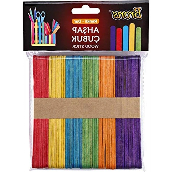 50li Paket Renkli Dil Çubuğu, Abeslang, Sert Kırtasiye