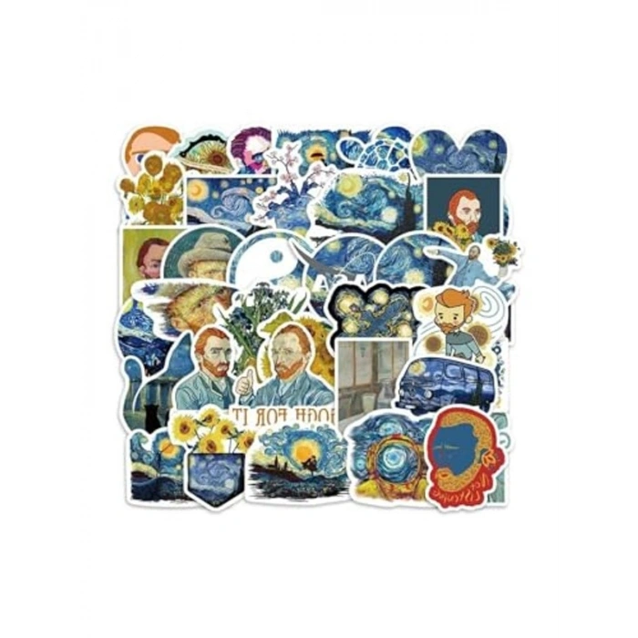 50li Van Gogh Temalı Sticker Seti, Laptop ve Ajanda için