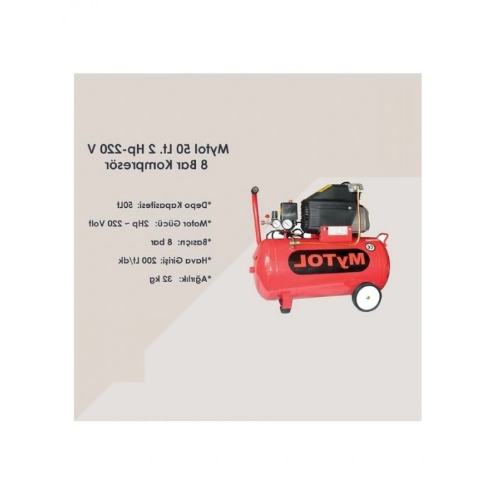 50 Lt 2 Hp Kompresör ile Güçlü Hava Basıncı Sağlayın