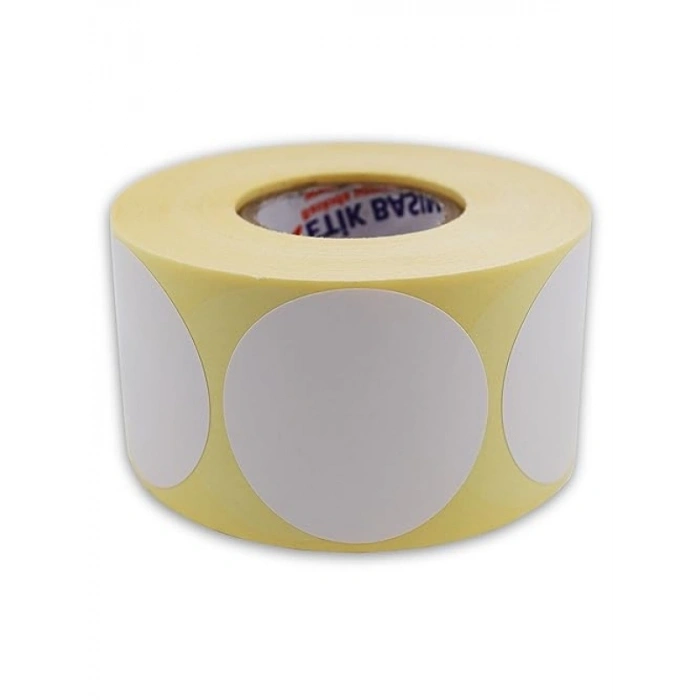 500 Adet Baskısız Kuşe Etiket - 50 mm Çap - Rulo