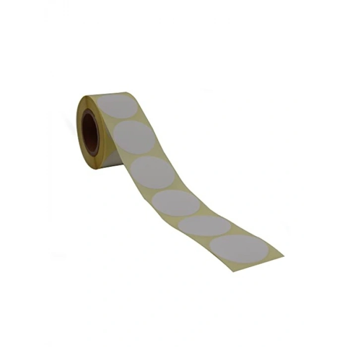 500 Adet Baskısız Kuşe Etiket - 50 mm Çap - Rulo
