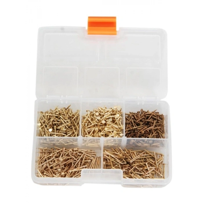 500 Adet Nikel Kaplı Dekoratif Ahşap Çivi Seti - 5 Çeşit