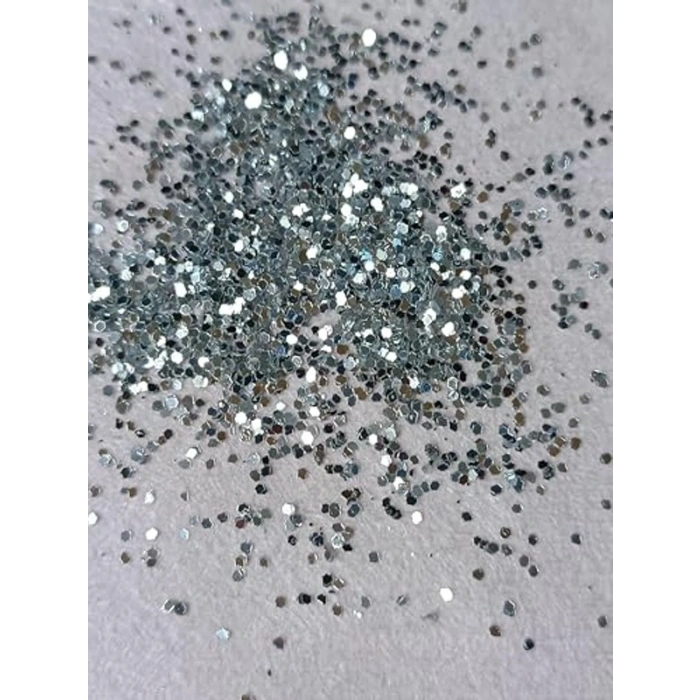 500 Gr Gümüş Glitter Sim, 1 mm Altıgen, Dekoratif Kullanım