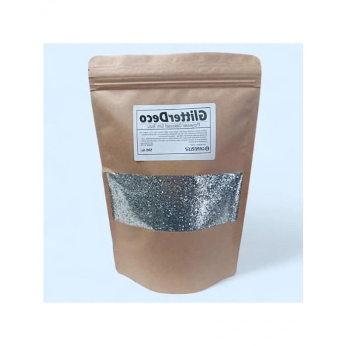 500 Gr Gümüş Glitter Sim, 1 mm Altıgen, Dekoratif Kullanım