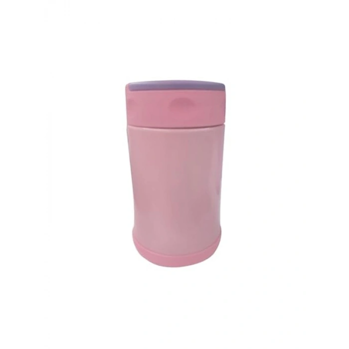500 Ml Çelik Termos, Pembe-Mor Renk ve Çelik Kaşık ile Modern
