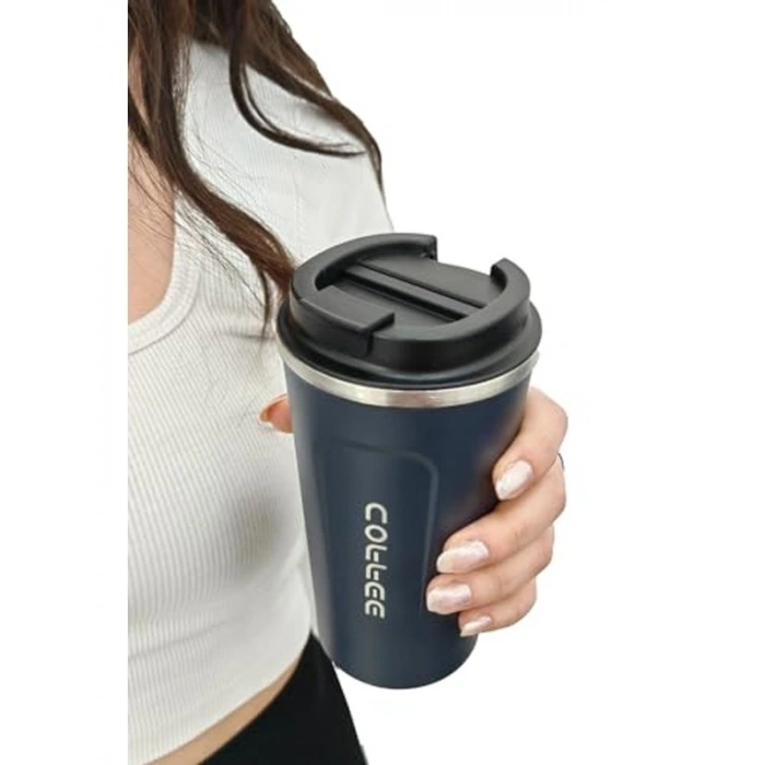 500 ml Kapasitede Lacivert 304 L Çelik Vakumlu Kahve Termos