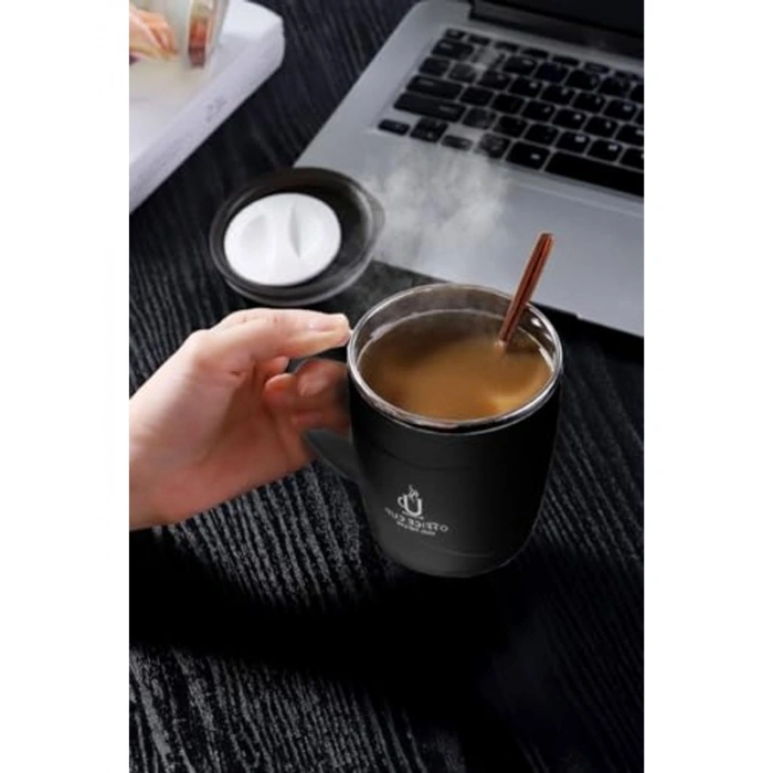 500 ml Siyah Renkli Paslanmaz Çelik Kahve Termosu