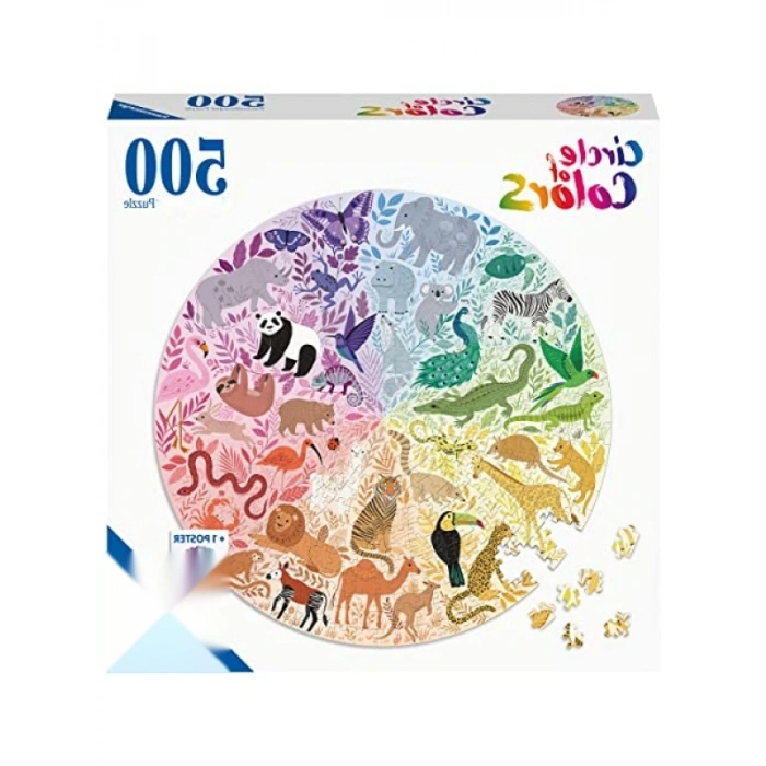 500 Parçalı Renkli Hayvanlar Temalı Daire Puzzle