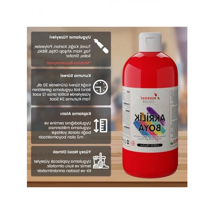500gr Kırmızı Akrilik Boya - Yüksek Kalite