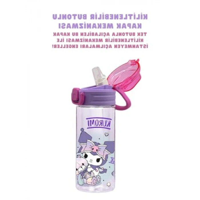 500ml Kapasiteli Kilitlenebilir Su Matarası - Pembe-Mor