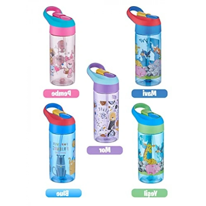 500ml Tritan Kalın Pipetli Çocuk Okul Su Matarası